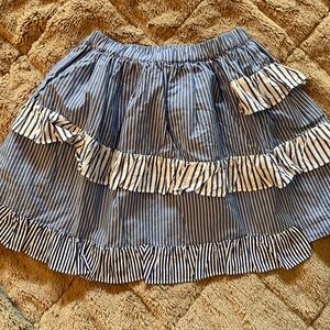 Crewcuts Striped Blue and White Skirt with Asymmetrical Ruffles. NWT
